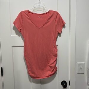 Maternity V-Neck Coral Top